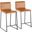 Mara 26 Inch Contemporary Counter Stool In Black Metal And Camel Faux Leather - Set Of 2