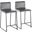 Mara 26 Inch Contemporary Counter Stool In Black Metal And Grey Faux Leather - Set Of 2