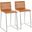 Mara 26 Inch Contemporary Counter Stool In Brushed Stainless Steel, And Camel Faux Leather - Set Of 2