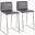 Mara 26 Inch Contemporary Counter Stool In Brushed Stainless Steel, And Grey Faux Leather - Set Of 2