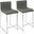 Mara 26 Inch Contemporary Counter Stool In Brushed Stainless Steel, Walnut Wood, And Grey Faux Leather - Set Of 2