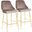 Marcel Contemporary/Glam Counter Stool In Gold Metal And Silver Velvet - Set Of 2