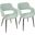 Margarite Mid-Century Modern Dining/Accent Chair In Black With Light Green Fabric - Set Of 2