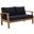 Marina Outdoor Patio Teak Loveseat In Navy and Natural