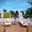 Marina 7 Piece Outdoor Patio Teak Set In Natural and White