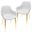 Markley Leather Dining Arm Chair Set of 2 In Light Grey and Gold
