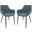 Markley Leather Dining Arm Chair Set of 2 In Peacock Blue/Black