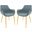 Markley Leather Dining Arm Chair Set of 2 In Peacock Blue/Gold