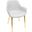 Markley Leather Dining Arm Chair Set of 4 with Gold Metal Legs In Light Grey