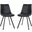 Markley Modern Leather Dining Chair With Metal Legs Set of 2 In Charcoal Black
