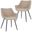 Markley Modern Leather Dining Arm Chair Set of 2 In Taupe