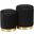 Marla Contemporary Nesting Pleated Ottoman Set In Gold Metal And Black Velvet