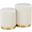 Marla Contemporary Nesting Pleated Ottoman Set In Gold Metal And Cream Velvet