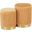 Marla Contemporary Nesting Pleated Ottoman Set In Gold Metal And Orange Velvet