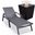 Marlin Outdoor Patio Chaise Lounge Chair With Arms and Square Fire Pit Side Table In Black