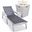 Marlin Outdoor Patio Chaise Lounge Chair With Arms and Square Fire Pit Side Table In Black/White