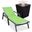 Marlin Outdoor Patio Chaise Lounge Chair With Arms and Square Fire Pit Side Table In Green/Black