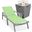 Marlin Outdoor Patio Chaise Lounge Chair With Arms and Square Fire Pit Side Table In Green/Grey