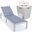 Marlin Outdoor Patio Chaise Lounge Chair With Square Fire Pit Side Table In Dark Grey and White