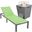 Marlin Outdoor Patio Chaise Lounge Chair With Square Fire Pit Side Table In Green/Grey