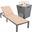 Marlin Outdoor Patio Chaise Lounge Chair With Square Fire Pit Side Table In Light Brown/Grey