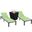 Marlin Outdoor Patio Chaise Lounge Chair With Square Fire Pit Side Table Set of 2 In Green/Black