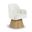 Marlowe Linen Textured Fabric Upholstered Swivel Dining Arm Chair In Cream