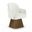 Marlowe Linen Textured Fabric Upholstered Swivel Dining Arm Chair In Cream