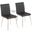 Mason Contemporary Dining/Accent Chair With Swivel In Stainless Steel, Walnut Wood, And Black Faux Leather - Set Of 2