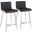 Mason Contemporary Swivel Counter Stool In Stainless Steel, Walnut Wood, And Black Faux Leather - Set Of 2