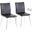 Mason Contemporary Upholstered Chair In Brushed Stainless Steel And Black Faux Leather - Set Of 2
