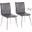 Mason Contemporary Upholstered Chair In Brushed Stainless Steel And Grey Faux Leather - Set Of 2