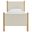 Maven Twin Size Fabric Upholstered Platform Bed In Ivory and Oak