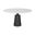Maxwell Black Metal and Wood Pedestal Base Round Dining Table In White Marble Top