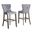 Maya Bar Stools Set of 2 with Footrest In Rustic Gray Velvet and Chrome Handle