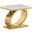 Megan End Table In White Marble and Gold Stainless Steel Oval Base