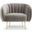 Metro Channeled Accent Chair In Brass Legs And Mouse Grey Upholstery