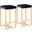 Midas 26 Inch Contemporary-Glam Counter Stool In Gold With Blue Velvet Cushion - Set Of 2