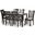 Minette Modern and Contemporary Gray Fabric Upholstered and Espresso Brown Finished Wood 7-Piece Dining Set