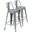 Modern 24 Inch Barstools with Bucket Back Set of 2 In Silver