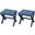 Modern X-Base Vanity Stool Ottoman Set of 2 In Blue