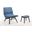 Modrest Whitney Modern Blue And Walnut Accent Chair And Ottoman