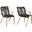 Nabila Outdoor Light Eucalyptus Wood and Charcoal Rope Dining Chair Set of 2