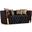 Naomi Button Tufted Loveseat With Velvet Fabric And Gold Accent In Black