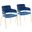 Napoli Contemporary Chair In Gold Metal And Blue Velvet - Set Of 2