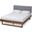 Natalia Mid-Century Modern Dark Grey Fabric Upholstered and Ash Walnut Finished Wood Queen Size Platform Bed