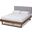 Natalia Mid-Century Modern Light Grey Fabric Upholstered and Ash Walnut Finished Wood Queen Size Platform Bed