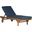 Newport Teak Brown and Navy Chaise Lounge Chair with Side Table