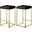 Nicola Vegan Leather Stool Set of 2 In Black/Gold