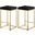 Nicola Velvet Stool Set of 2 In Black and Gold